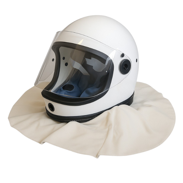 •	AIR SAF PCS sandblasting helmet with panoramic visor and assisted ventilation