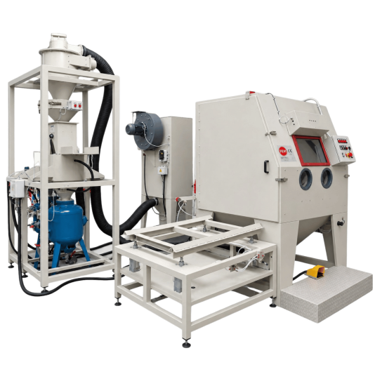 Sabbiatrice-con-doppio-serbatoio-per-multi-abrasivi-e-rotaie-esterne-con-sollevamento-automatico-principaleI Sabbiatrice-con-doppio-serbatoio-per-multi-abrasivi-e-rotaie-esterne-con-sollevamento-automatico-principaleI